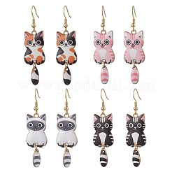 Серьги-подвески в форме кошки из латуни&nbsp;EJEW-TA00599