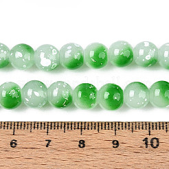 ペイントガラスビーズを焼く  ラウンド  濃い緑  8~8.5mm  穴：1~1.2mm&nbsp;X1-DGLA-N015-8mm-09