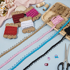 20 ярд двухцветной полиэстеровой эластичной кружевной ленты с петлями для пуговиц OCOR-BC0007-56