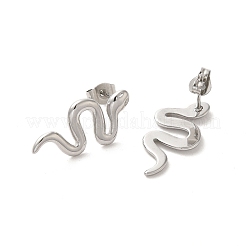 Не тускнеющие серьги-гвоздики в форме змеи из нержавеющей стали 304 для женщин&nbsp;LS-EJEW-A035-01P