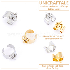 4 шт. набор из 2-х цветных колец-манжет из нержавеющей стали для влюбленных RJEW-UN0002-94