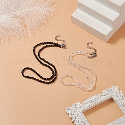 黒と白のカップルチョーカーネックレスセット  304ステンレススチールのロブスタークロウクラスプとチェーンエクステンダー付きのガラスバイコーンビーズネックレス  15-1/8インチ（38.5cm）  2個/セット&nbsp;NJEW-JN04224
