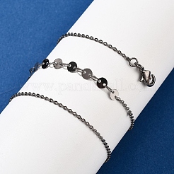 Ожерелья из латунного кабеля и плоских цепочек с пайетками для женщин&nbsp;NJEW-D302-44B