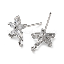 Серьги-гвоздики из латуни с микропаве из кубического циркония KK-K364-03P