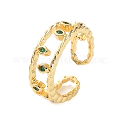 Открытые манжеты из латуни с микро-паве и кубическим цирконием для женщин RJEW-U026-01G-01