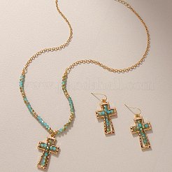 Ожерелья и серьги-подвески из цинкового сплава с крестом&nbsp;FS-WG71EA0-01