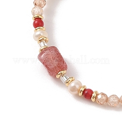 Браслеты из натурального клубничного кварца BJEW-C068-08G