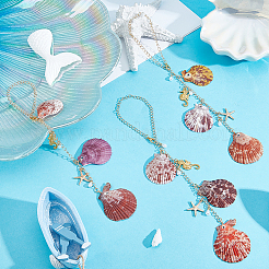 3 шт. подвесные украшения из натуральных ракушек и стекла&nbsp;HJEW-DR00226