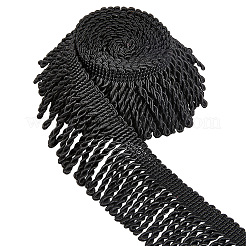 5ヤードのポリエステルツイストタッセルリボン  窓の装飾用  ブラック  2-1/2インチ（62mm）&nbsp;OCOR-WH20005-39A