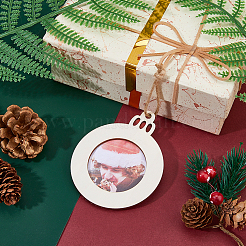 Flacher runder unfertiger Mini-Fotorahmen aus Holz zum Aufhängen für Weihnachten&nbsp;LS-HJEW-WH0036-122
