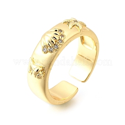 Anillos de puño de latón con micropavé de circonitas cúbicas con temática oceánica para mujer&nbsp;RJEW-F184-17I-G