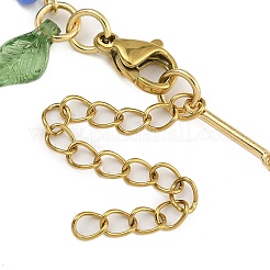 ガラスシード＆アクリル＆真鍮ビーズブレスレット  花  カラフル  7-3/8インチ（18.6cm）&nbsp;BJEW-TA00548