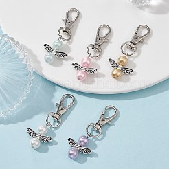 Подвески из ангельского сплава и стеклянные жемчужные бусины&nbsp;HJEW-JM01293