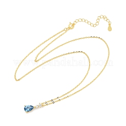 925 серебряное ожерелье с подвеской в виде капли со стразами и сапфиром для женщин NJEW-V013-01G