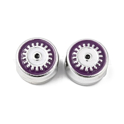 CCBプラスチックヨーロピアンビーズ  大穴ビーズ  ナザールボンジュウ付きフラットラウンド  パープル  12x11.5x7.5mm  穴：4.8mm&nbsp;CCB-B001-02F