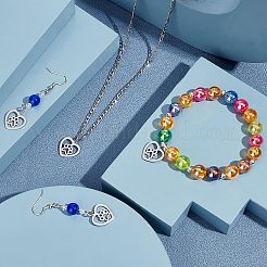 ステンレスペンダント201個  犬の足のプリントと心臓  ステンレス鋼色  15x15.5x1mm  穴：1.2mm  30個/箱&nbsp;STAS-UN0018-92P