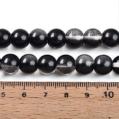 ベーキングペイント透明ガラスビーズ  ラウンド  ツートン  ブラック  9.5~10mm  穴：1.2mm&nbsp;X1-DGLA-N011-10mm-10