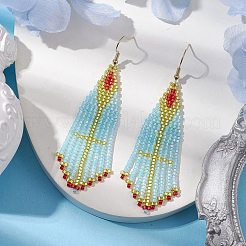 Серьга-гвоздик из нержавеющей стали 304 со стеклянным подвесом&nbsp;EJEW-MZ00180-02