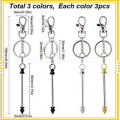 9 шт. 3-цветный сплав пуля брелок для ключей с бусинами для изготовления ювелирных изделий своими руками&nbsp;KEYC-SC0001-10