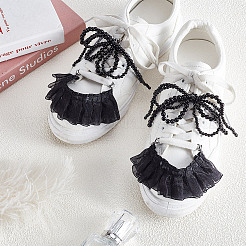 Подвески для обуви из искусственного жемчуга и полиэстеровые плиссированные подвески украшения&nbsp;HJEW-GA00018