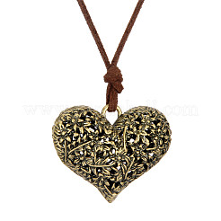 Сплав полые цветы сердце кулон искусственная кожа шнур длинные ожерелья для женщин FS-WGBB05C-01