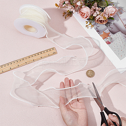 5 ярд ленты из органзы с пластиковой жемчужиной по краю&nbsp;OCOR-WH0101-185F