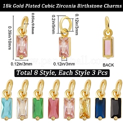 24шт 8 цвета латунные микро проложить кубический цирконий шармы&nbsp;ZIRC-BBC0003-01