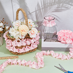 5 ярд полиэстеровой кружевной ленты с оборками&nbsp;OCOR-WH0091-76B