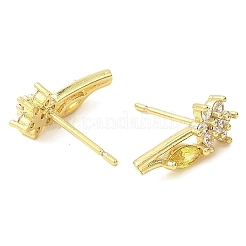 Boucles d'oreilles à tige en laiton plaqué or véritable 18 carat&nbsp;EJEW-L270-08G