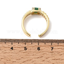Bagues ouvertes en laiton avec micro pavé de zircones cubiques pour femmes&nbsp;RJEW-L343-04G-02