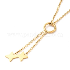 PVD 真空メッキ 304 ステンレス スチール スター ペンダント ラリアット ネックレス  ミックスカラー  20.08インチ（51cm）&nbsp;NJEW-G125-06