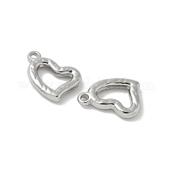 304ステンレススチールチャーム  ホローハートチャーム  変色防止  ステンレス鋼色  11.5x13.5x2.5mm  穴：1.2mm&nbsp;STAS-F320-06P