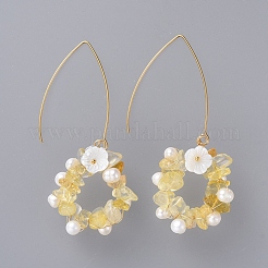 Серьги с подвесками из натуральных и синтетических драгоценных камней EJEW-JE03977