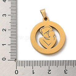 304ステンレススチール、ラインストーンペンダント付き  ママ  母の日のために  18KGP本金メッキ  25x22x2mm  穴：6x3.2mm&nbsp;STAS-O005-28G