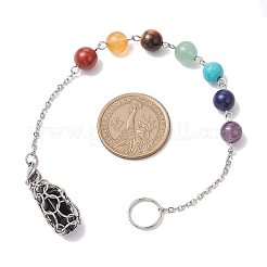 3 pièce 3 styles 304 chaîne en acier inoxydable pochette en macramé support de pierre vide pendules de radiesthésie&nbsp;PALLOY-JF02878