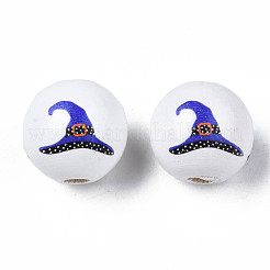 Perline di legno naturale stampate halloween&nbsp;WOOD-S057-077