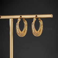 Элегантные серьги-кольца с резьбой в форме круга 201 из нержавеющей стали RR8949