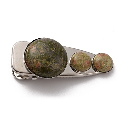 Заколки крокодил из натуральных и синтетических драгоценных камней G-B042-03P