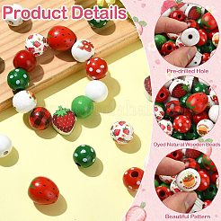 100 pièce de perles en bois naturel teintées&nbsp;WOOD-CJ0002-80