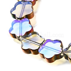 電気メッキ透明ガラスビーズ連売り  花  カラフル  11.5x12x4mm  穴：0.8mm  約35個/連  15.94''（40.5センチメートル）&nbsp;GL-CBA98F0-07C