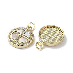 Подвески-крестики из латуни с микропаве и прозрачным кубическим цирконием&nbsp;KK-G485-32G-01