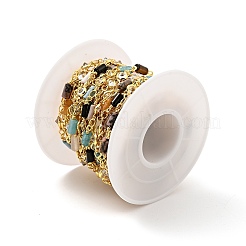 Колонна из натуральных смешанных драгоценных камней и плоская круглая цепочка из прозрачного кубического циркония CHC-G017-01G