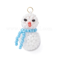 Подвески-снеговики из стеклянных бусин&nbsp;PALLOY-MZ01007