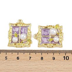 合金エナメルチャーム  abs樹脂ビーズ  ラックめっき  カドミウムフリー＆鉛フリー  ゴールド  長方形  25.5x20x7mm  穴：1.6mm&nbsp;PALLOY-P311-01E-G