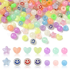 500pcs 5 Arten leuchtende Acrylperlen&nbsp;LACR-YW0001-05