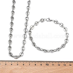 Sets aus Halsketten und Armbändern in Kaffeebohnenform aus Edelstahl 304&nbsp;SJEW-D091-09P