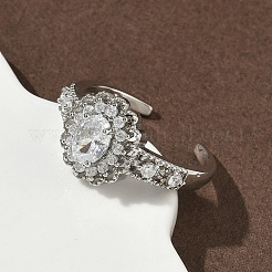 Messing Micro Pave Zirkonia Manschette offene Ringe&nbsp;RJEW-C163-19P