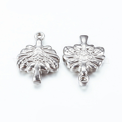 変色しにくい201ステンレススチールペンダント  ツリー  ステンレス鋼色  17x13x3mm  穴：1mm&nbsp;STAS-F128-10P
