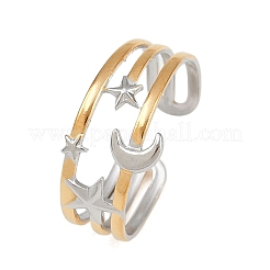 Двухцветные манжетные кольца из нержавеющей стали 304 RJEW-S635-01GP-21