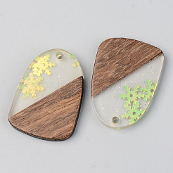 Pendentifs en résine transparente et bois de noyer&nbsp;RESI-S389-042A-D01